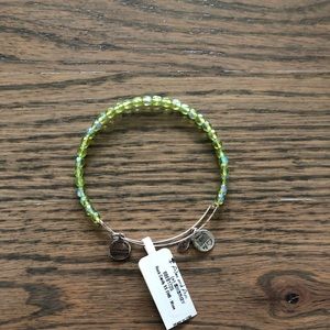 Alex and Ani silver moss green rock candy bangle bracelet